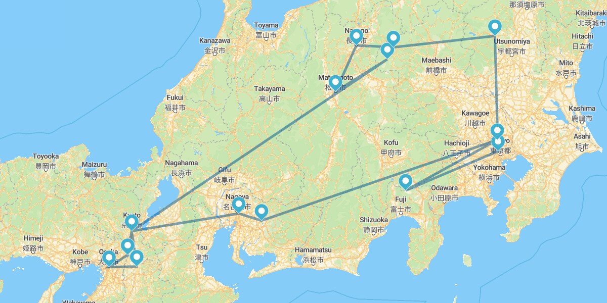 Osaka, Koya, Nikko, Tokyo and Kyoto